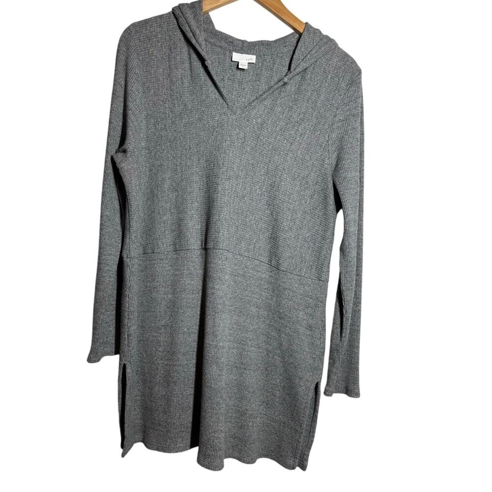 J. Jill Women M Gray Long Sleeve Hoodie Tunic Casual Comfort Relaxed - Picture 1 of 8